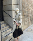 Rase le sol Sculpted High-Collar Layered Trench Coat