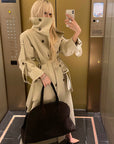 Rase le sol Sculpted High-Collar Layered Trench Coat