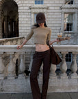 ROVENTE Cable-Knit Cropped Sweater