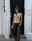 ROVENTE Cable-Knit Cropped Sweater