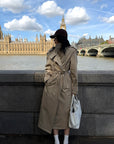 ROVENTE Sculpted Collar Belted Trench Coat
