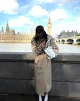 ROVENTE Sculpted Collar Belted Trench Coat