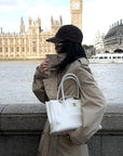 ROVENTE Sculpted Collar Belted Trench Coat
