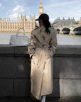 ROVENTE Sculpted Collar Belted Trench Coat