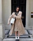 ROVENTE Sculpted Collar Belted Trench Coat
