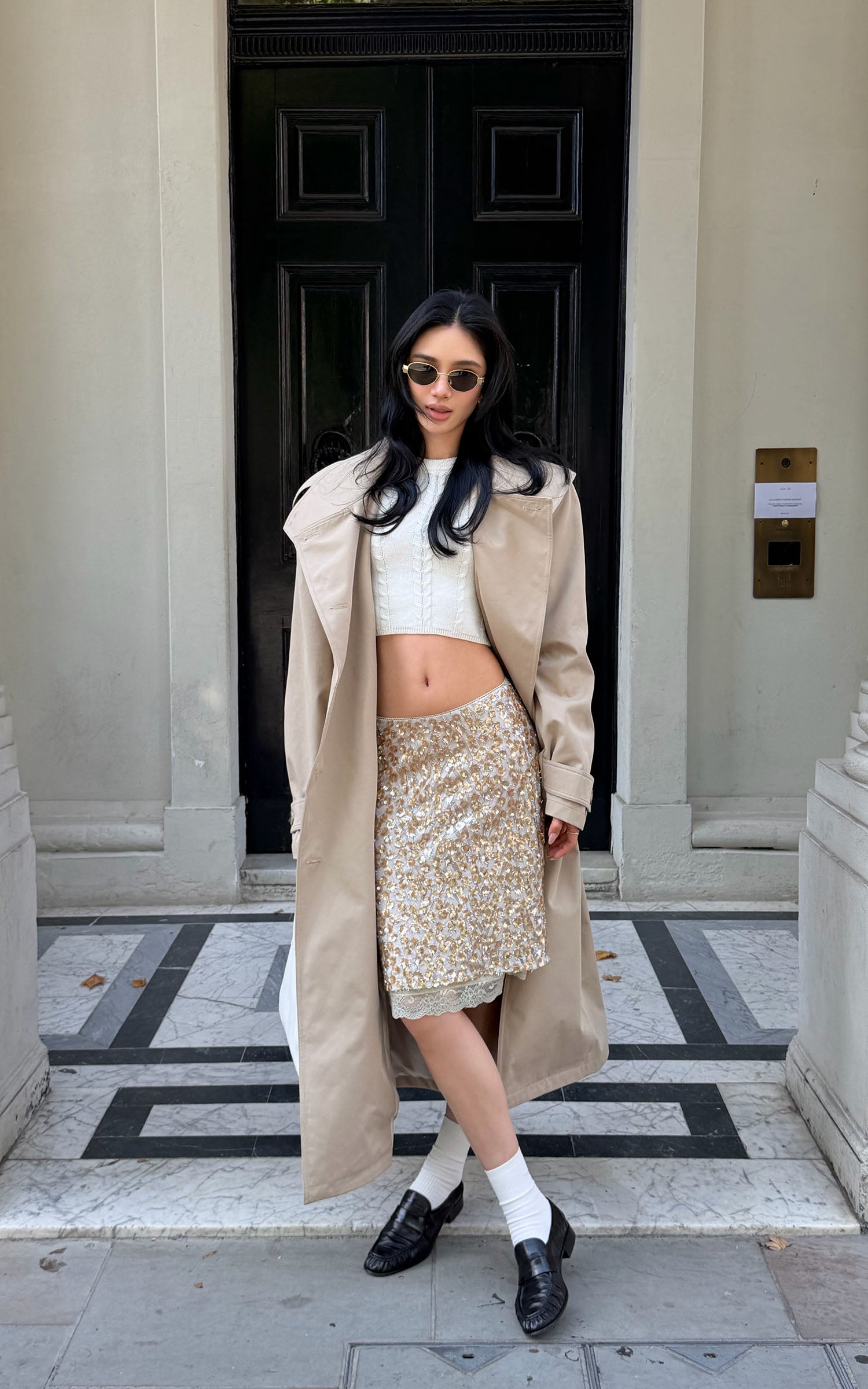 ROVENTE Cable-Knit Cropped Sweater