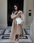 ROVENTE Sculpted Collar Belted Trench Coat