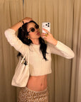 ROVENTE Cable-Knit Cropped Sweater