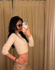 ROVENTE Cable-Knit Cropped Sweater