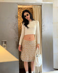 ROVENTE Cable-Knit Cropped Sweater