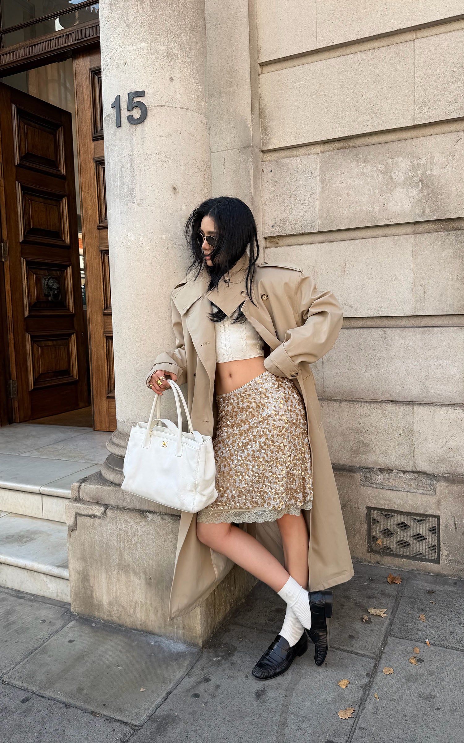 ROVENTE Sculpted Collar Belted Trench Coat