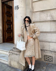 ROVENTE Sculpted Collar Belted Trench Coat