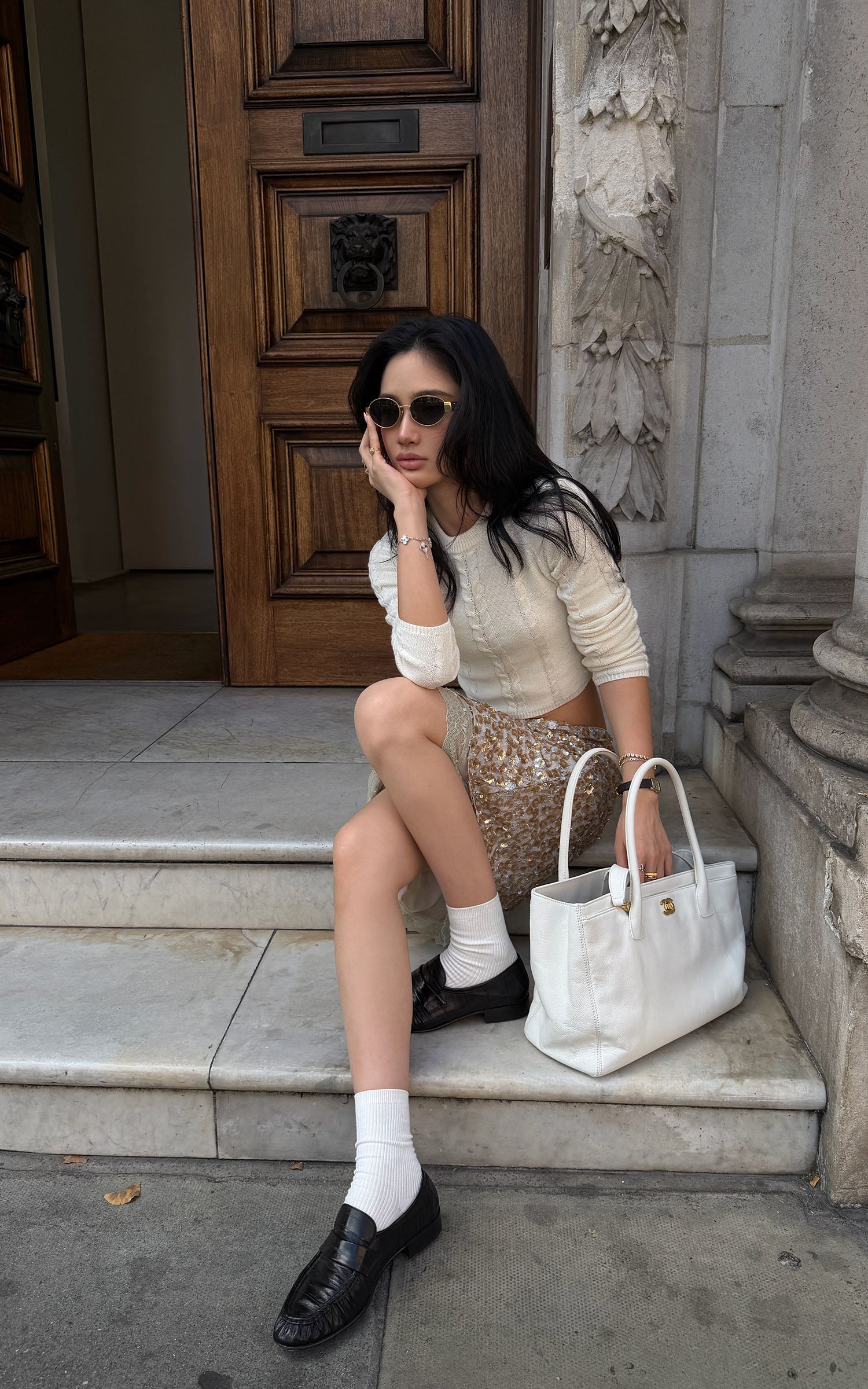 ROVENTE Cable-Knit Cropped Sweater