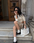 ROVENTE Cable-Knit Cropped Sweater