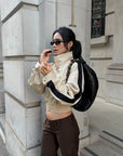 ROVENTE Contrast Stripe Cropped Track Jacket