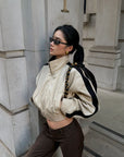 ROVENTE Contrast Stripe Cropped Track Jacket