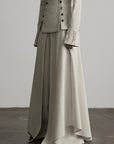 DOINDULGE High-Waist Wide-Leg Layered Skirt Pants