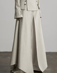 DOINDULGE High-Waist Wide-Leg Layered Skirt Pants
