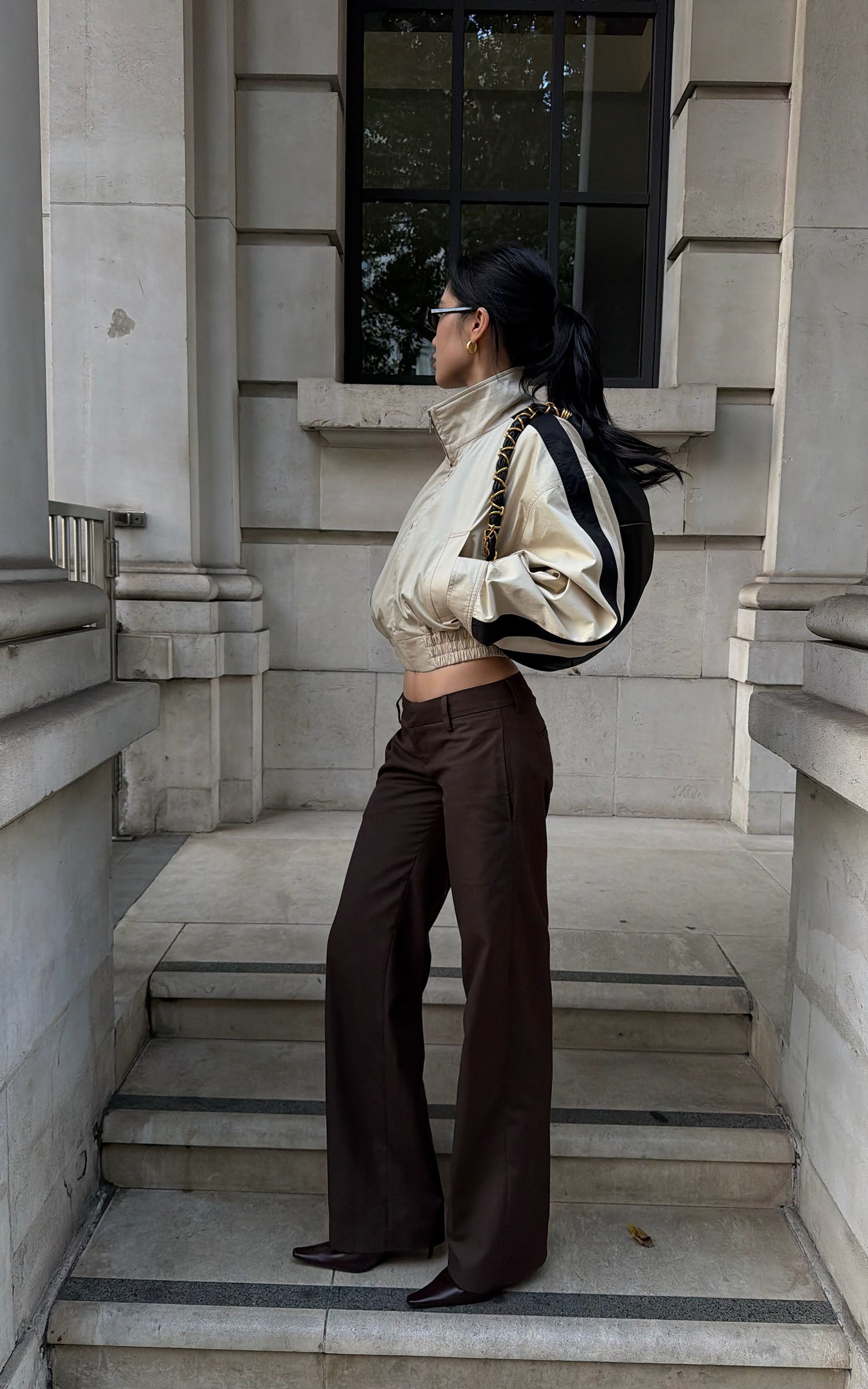 ROVENTE Low-Rise Tailored Wide-Leg Trousers