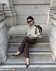 ROVENTE Low-Rise Tailored Wide-Leg Trousers
