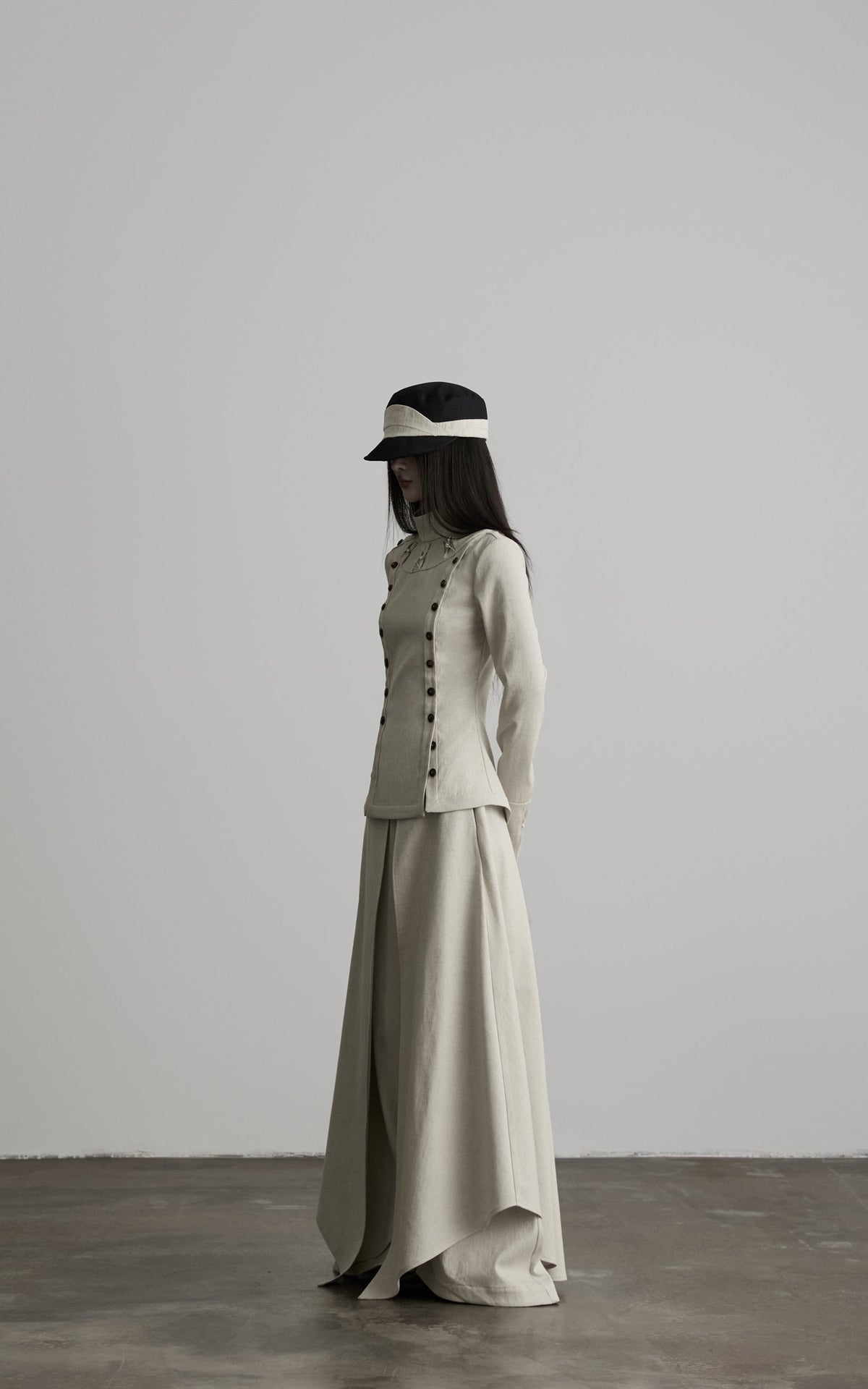 DOINDULGE High-Waist Wide-Leg Layered Skirt Pants