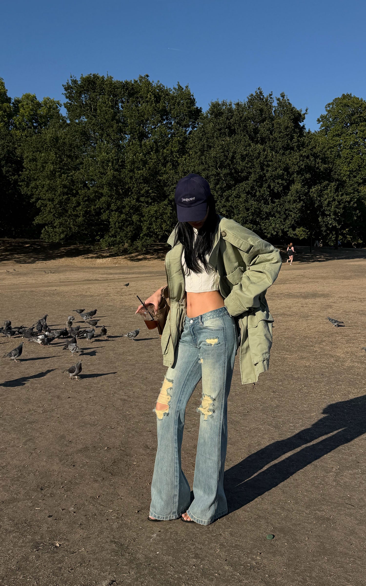 ROVENTE Washed Utility Cinch-Waist Field Jacket