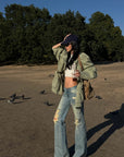 ROVENTE Washed Utility Cinch-Waist Field Jacket