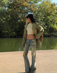 ROVENTE Washed Utility Cinch-Waist Field Jacket