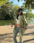 ROVENTE Washed Utility Cinch-Waist Field Jacket