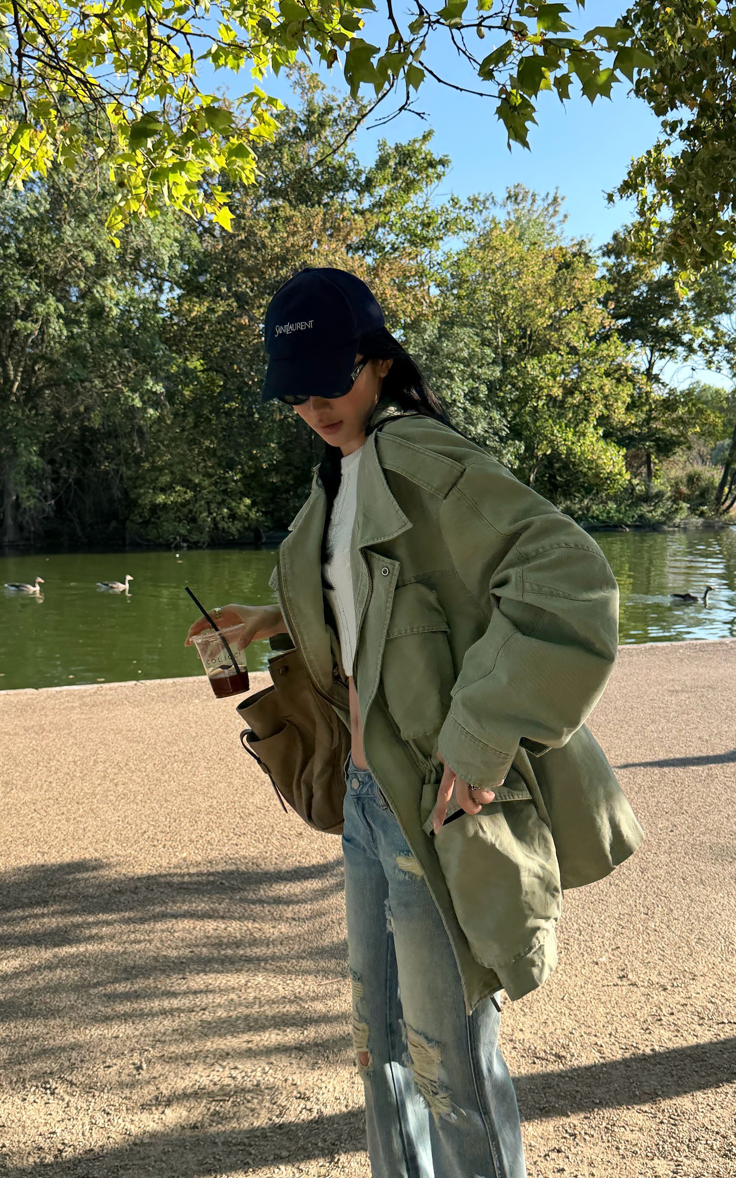ROVENTE Washed Utility Cinch-Waist Field Jacket