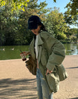 ROVENTE Washed Utility Cinch-Waist Field Jacket