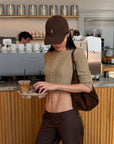 ROVENTE Cable-Knit Cropped Sweater