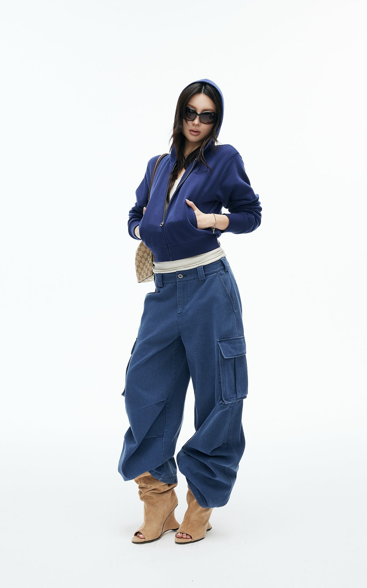 IAMXIAA Vintage Blue Oversized Cargo Jeans