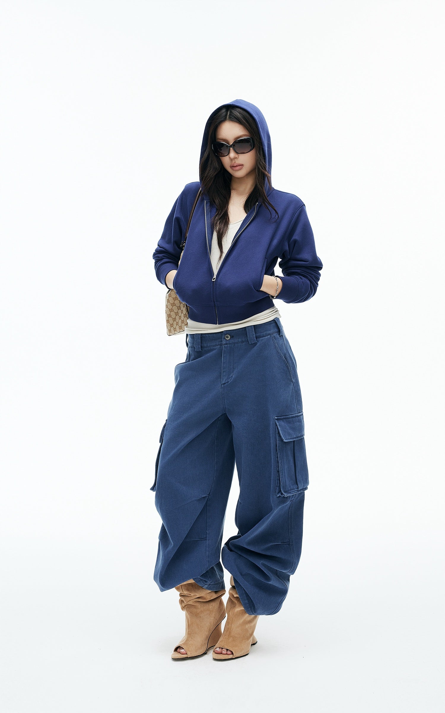 IAMXIAA Vintage Blue Oversized Cargo Jeans