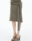 IAMXIAA Foldover Waist Tie-Detail Knit Midi Skirt
