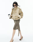 IAMXIAA High-Neck Cropped Balloon Trench Jacke