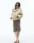 IAMXIAA High-Neck Cropped Balloon Trench Jacke