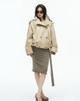 IAMXIAA High-Neck Cropped Balloon Trench Jacke
