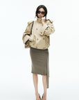IAMXIAA High-Neck Cropped Balloon Trench Jacke