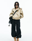 IAMXIAA High-Neck Cropped Balloon Trench Jacke