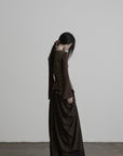 DOINDULGE Beaded Waist Draped Maxi Skirt