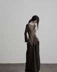 DOINDULGE Beaded Waist Draped Maxi Skirt