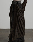 DOINDULGE Beaded Waist Draped Maxi Skirt