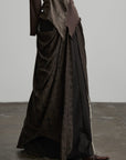 DOINDULGE Beaded Waist Draped Maxi Skirt