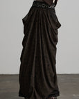 DOINDULGE Beaded Waist Draped Maxi Skirt