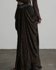 DOINDULGE Beaded Waist Draped Maxi Skirt