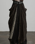 DOINDULGE Beaded Waist Draped Maxi Skirt