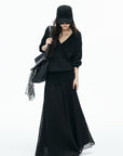 IAMXIAA Deep V Relaxed Longline Knit Sweater