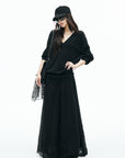 IAMXIAA Deep V Relaxed Longline Knit Sweater