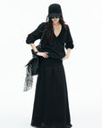 IAMXIAA Deep V Relaxed Longline Knit Sweater